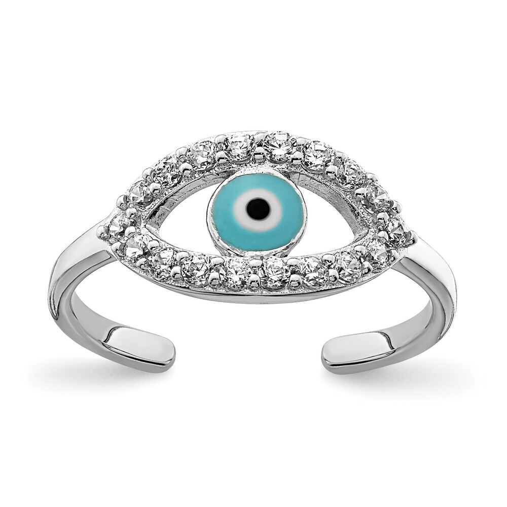 Simulated 925 Sterling Silver Rhodium Plated Toe Ring Floral with Multi-Tone Cubic Zirconia Simulated 925 Sterling Silver Rhodium Plated Toe Ring Floral with Multi-Tone Cubic Zirconia